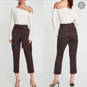 Zara Trafaluc Striped High Waisted Paperback Ankle Pants